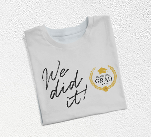 Celebrate the big day with a customized graduation day t-shirt friends and family attending graduation wear the same t-shirt in support of the graduate.