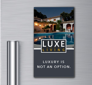 Luxury real estate magnets on refridgerator