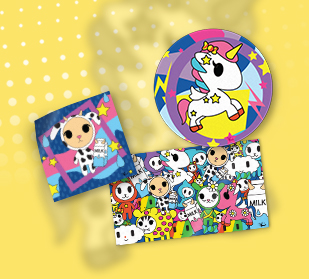custom colorful anime stickers in circles, squares and rectangles