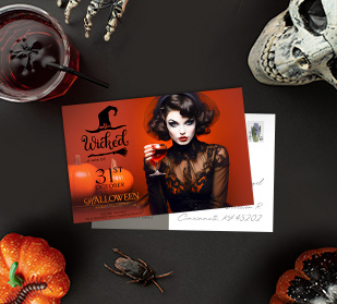 create custom halloween party postcards