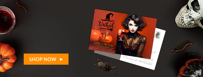 create custom halloween party postcards